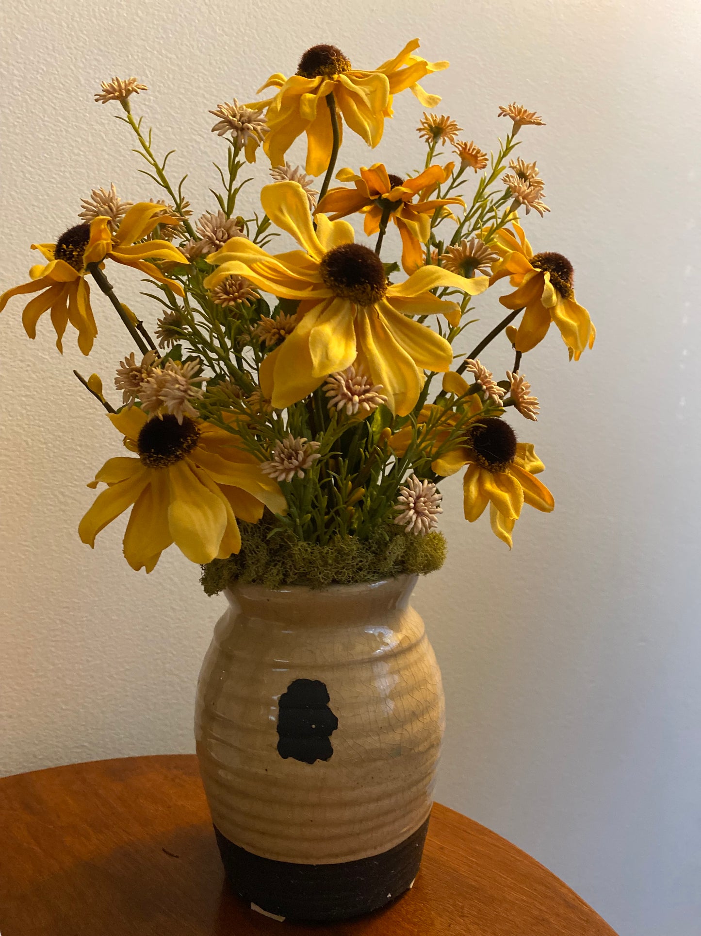Sunflowers in crock