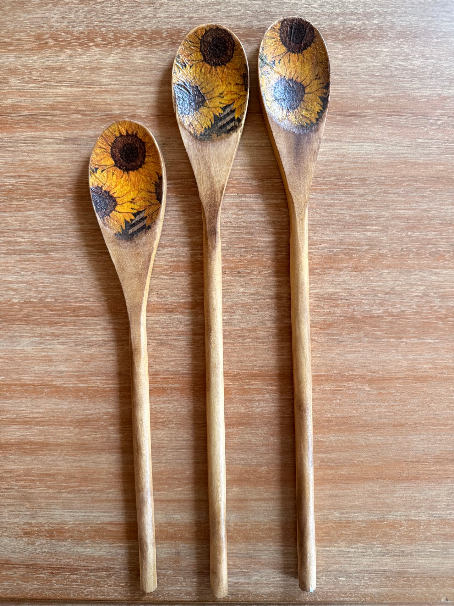 Sunflower wood spoons