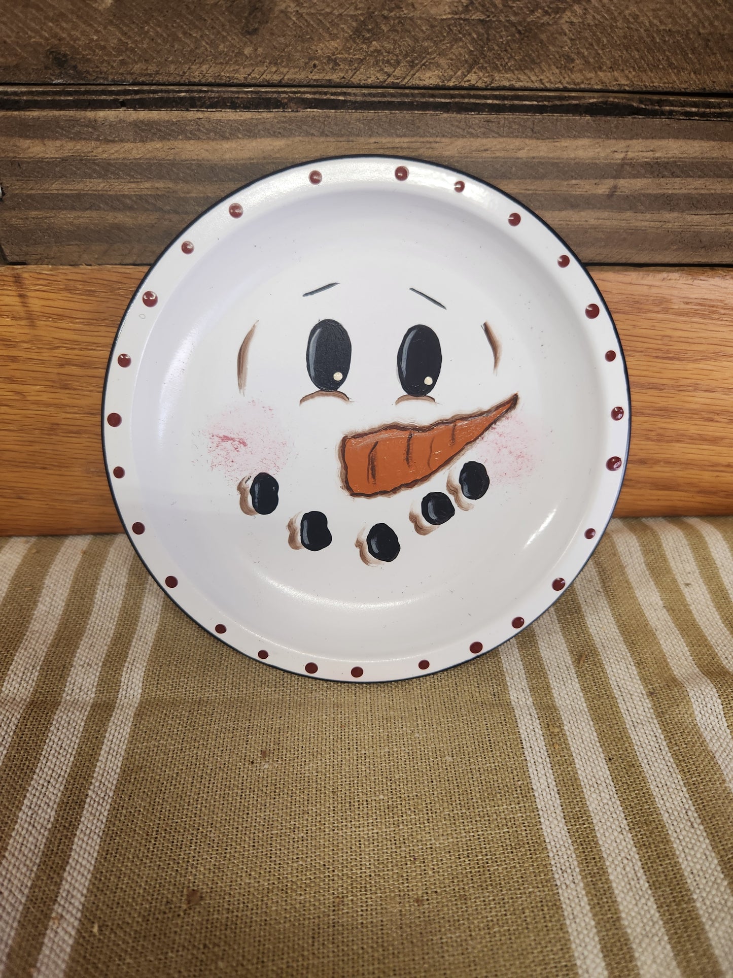 Enamel snowman plate