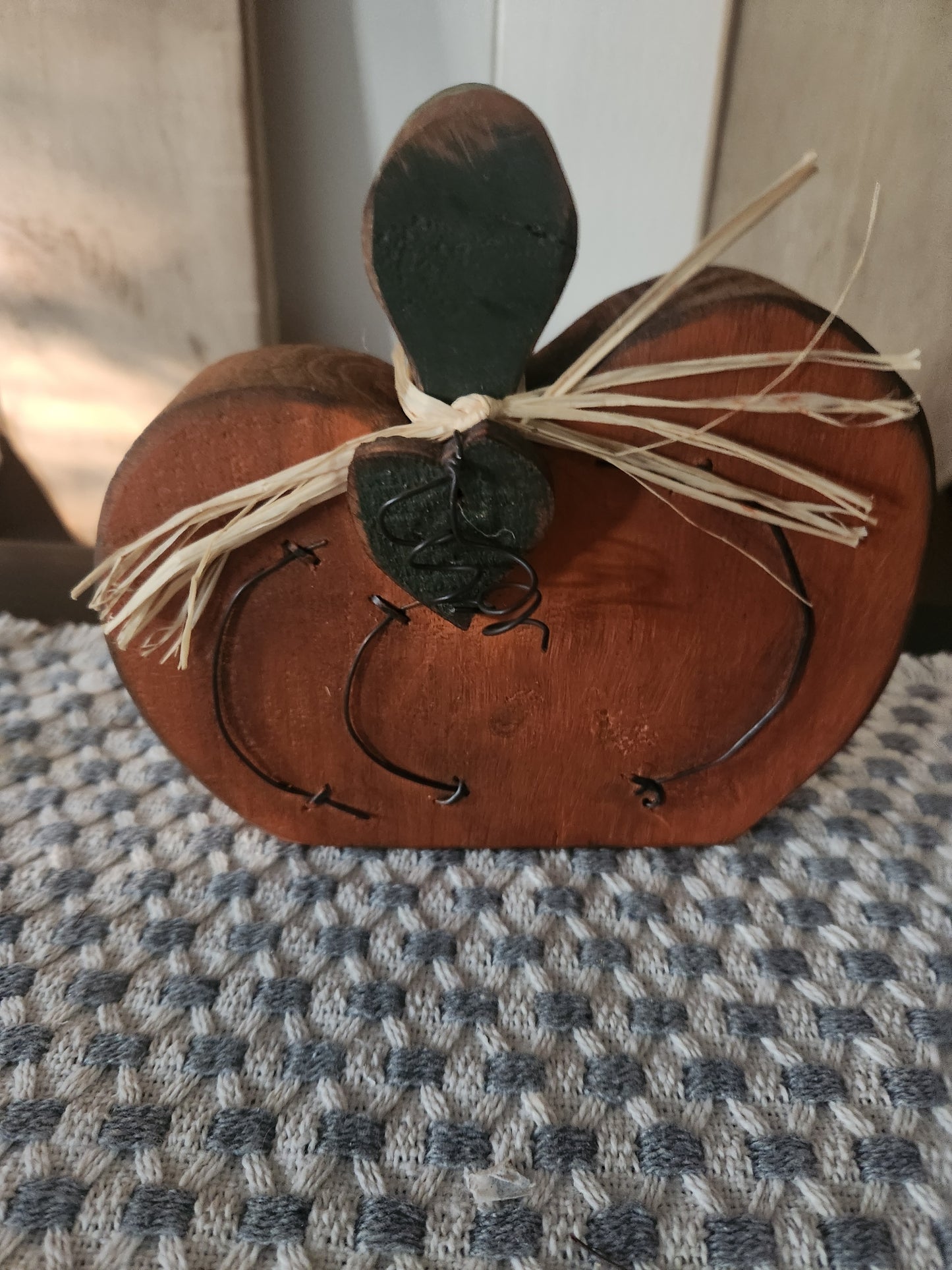 Chunky pumpkin with raffia