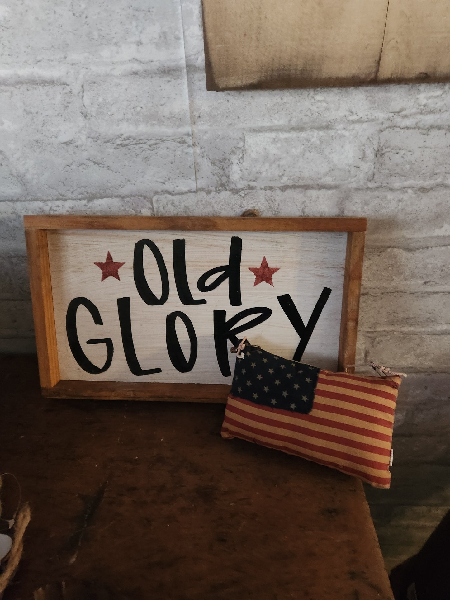 Old glory sign and flag