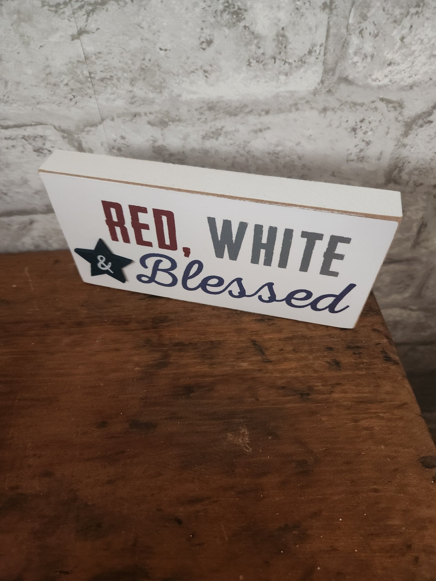 Red white blessed sign