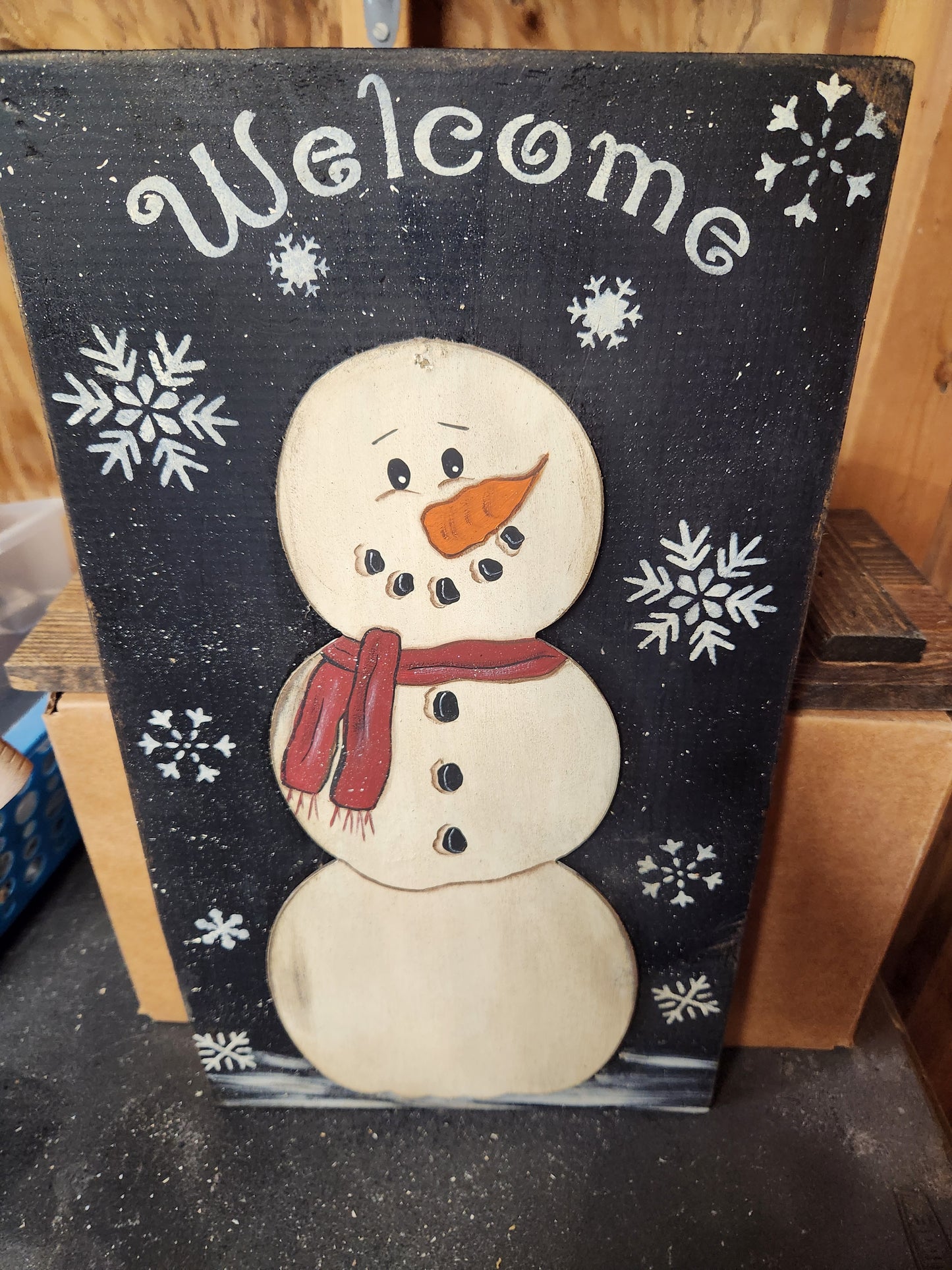 Welcome snowman sign