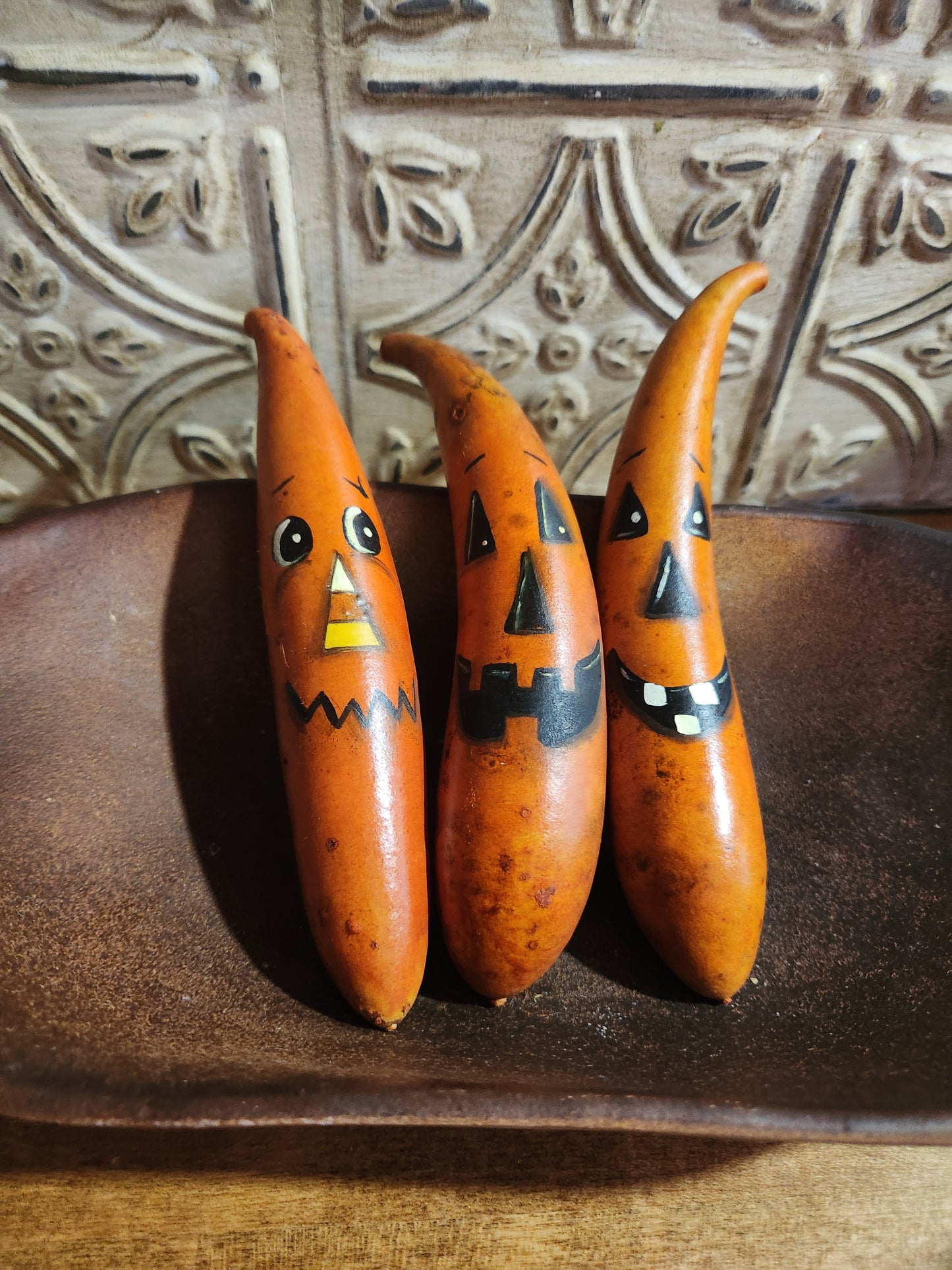 Set of 3 Jack-o-lantern gourds