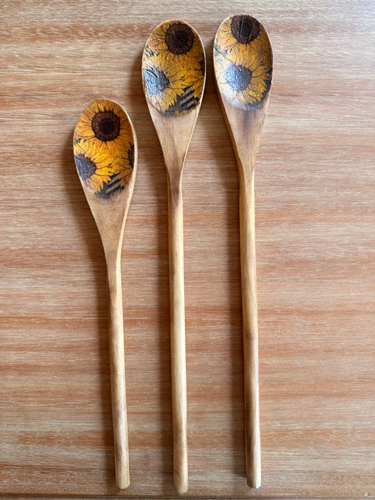 Sunflower wood spoons