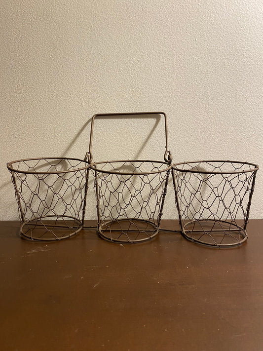 3 pot wire basket