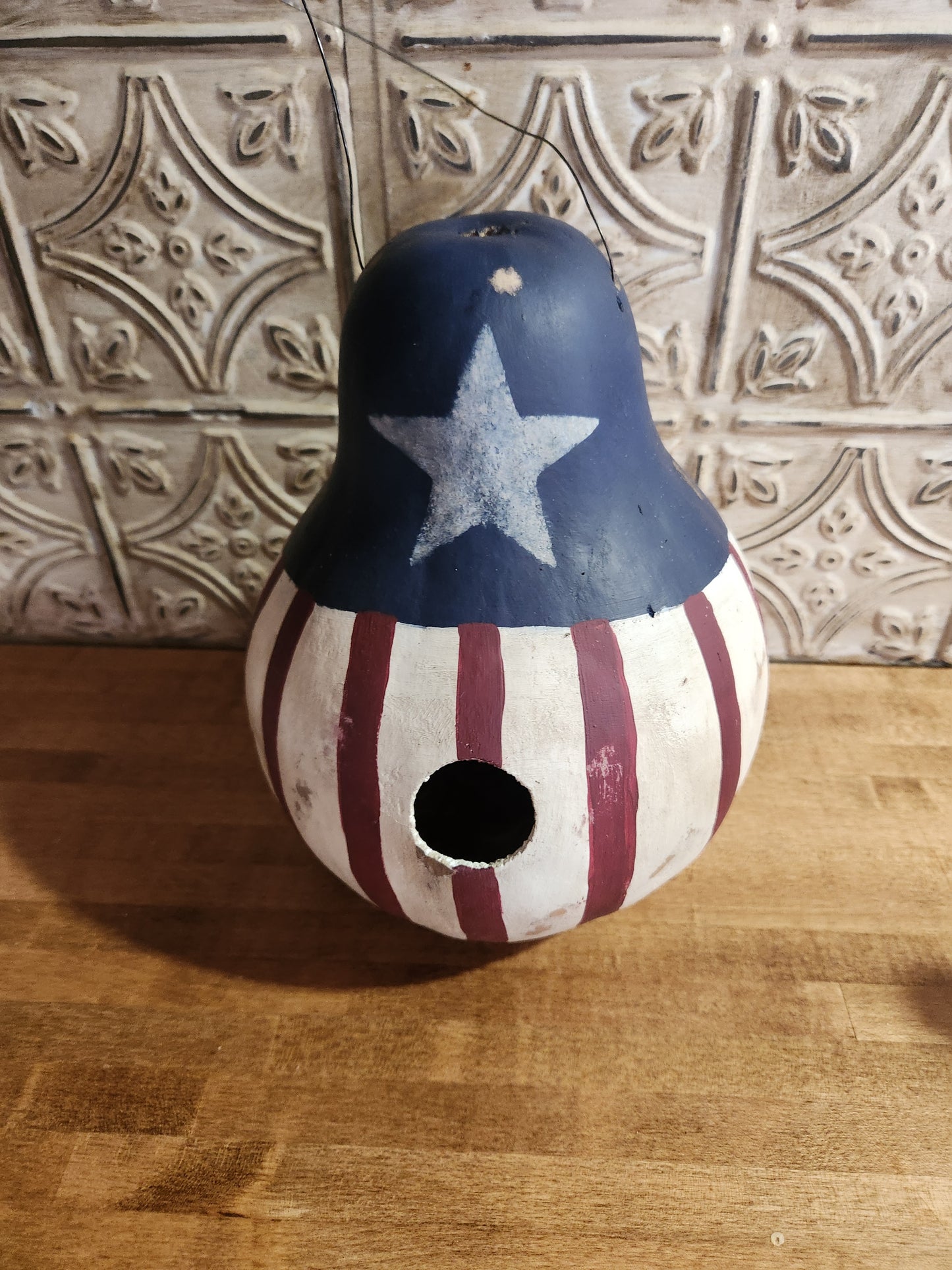 Patriotic gourd birdhouse