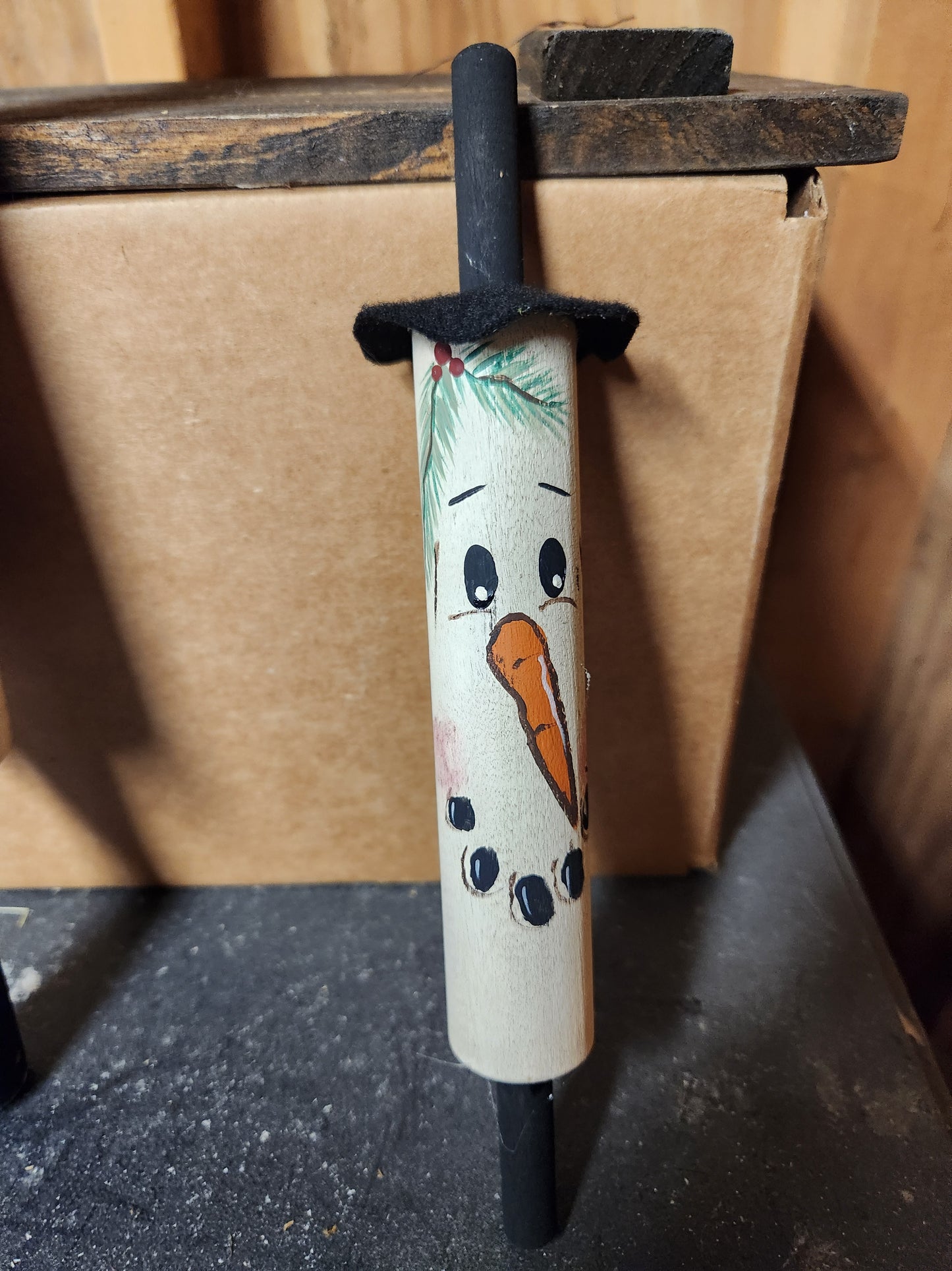 Small rolling pin snowman
