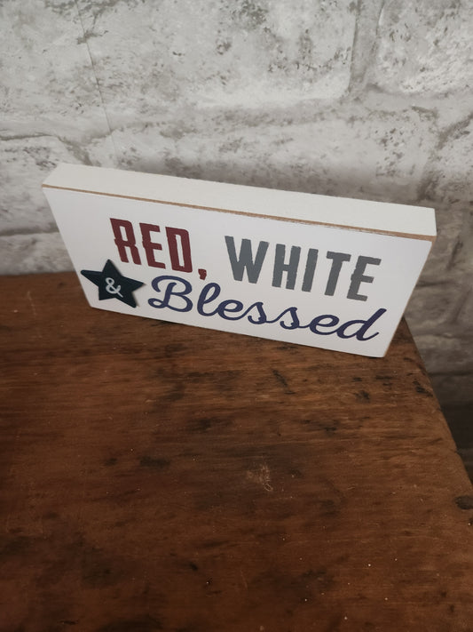 Red white blessed sign