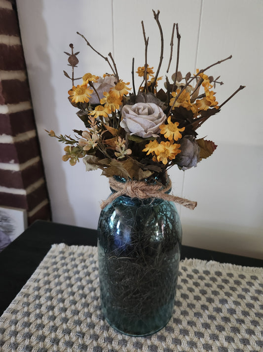 Vintage ball jar arrangement