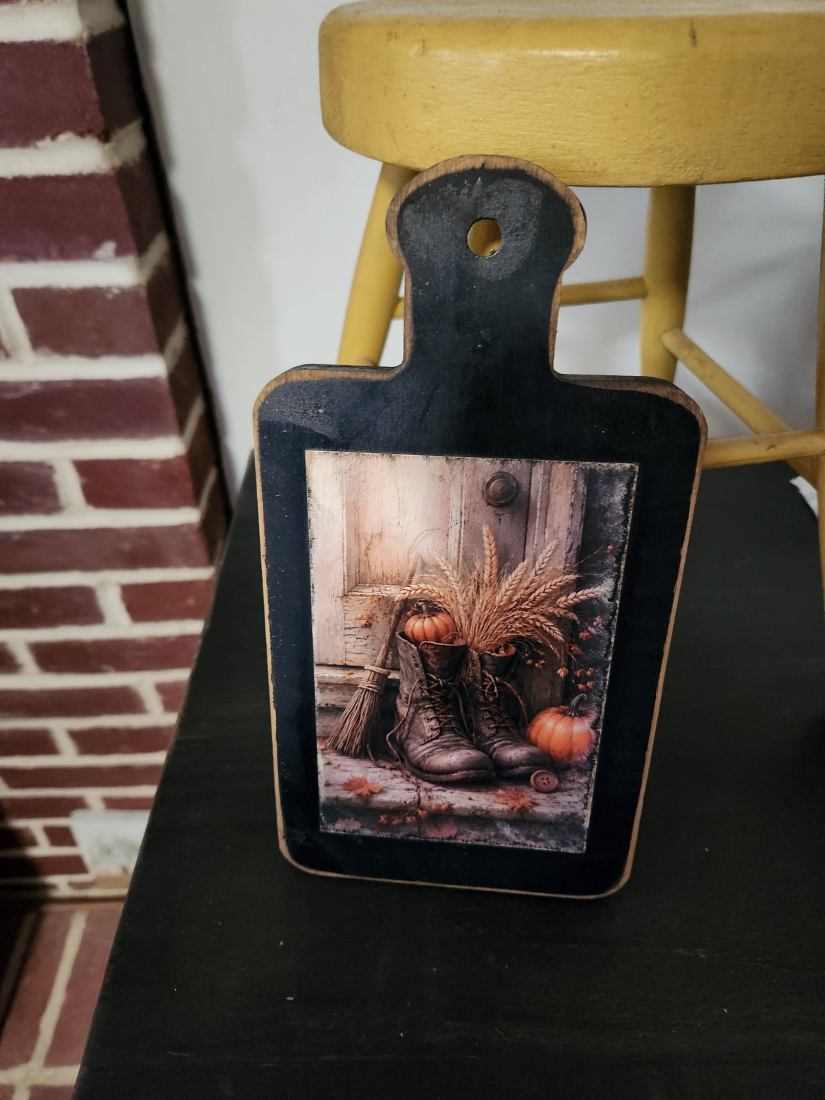 Cutting board with witch boots