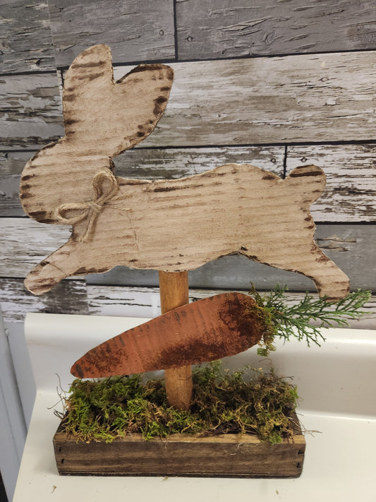 Bunny and carrot on old bobbin