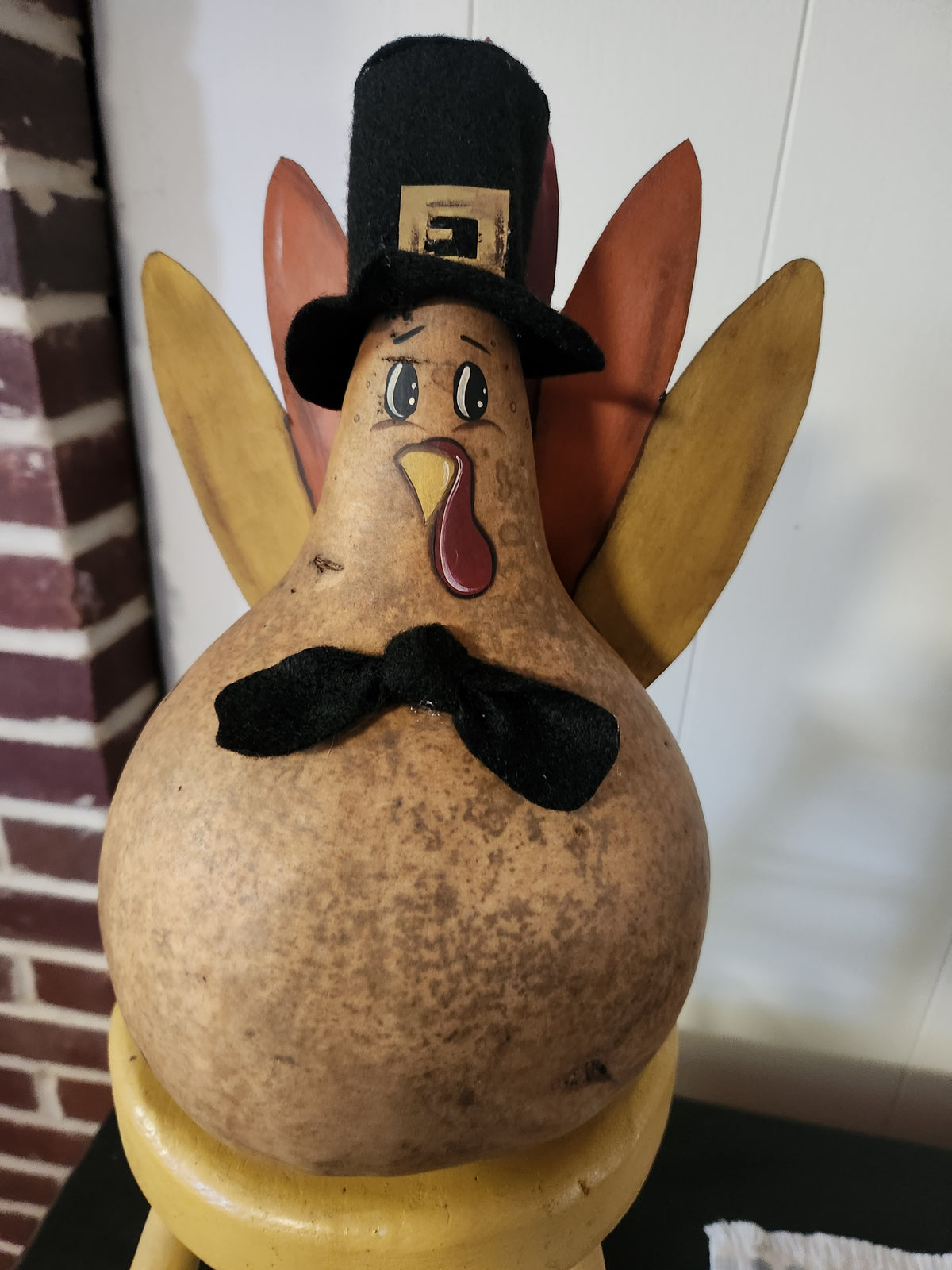 Large turkey gourd with bowtie/hat
