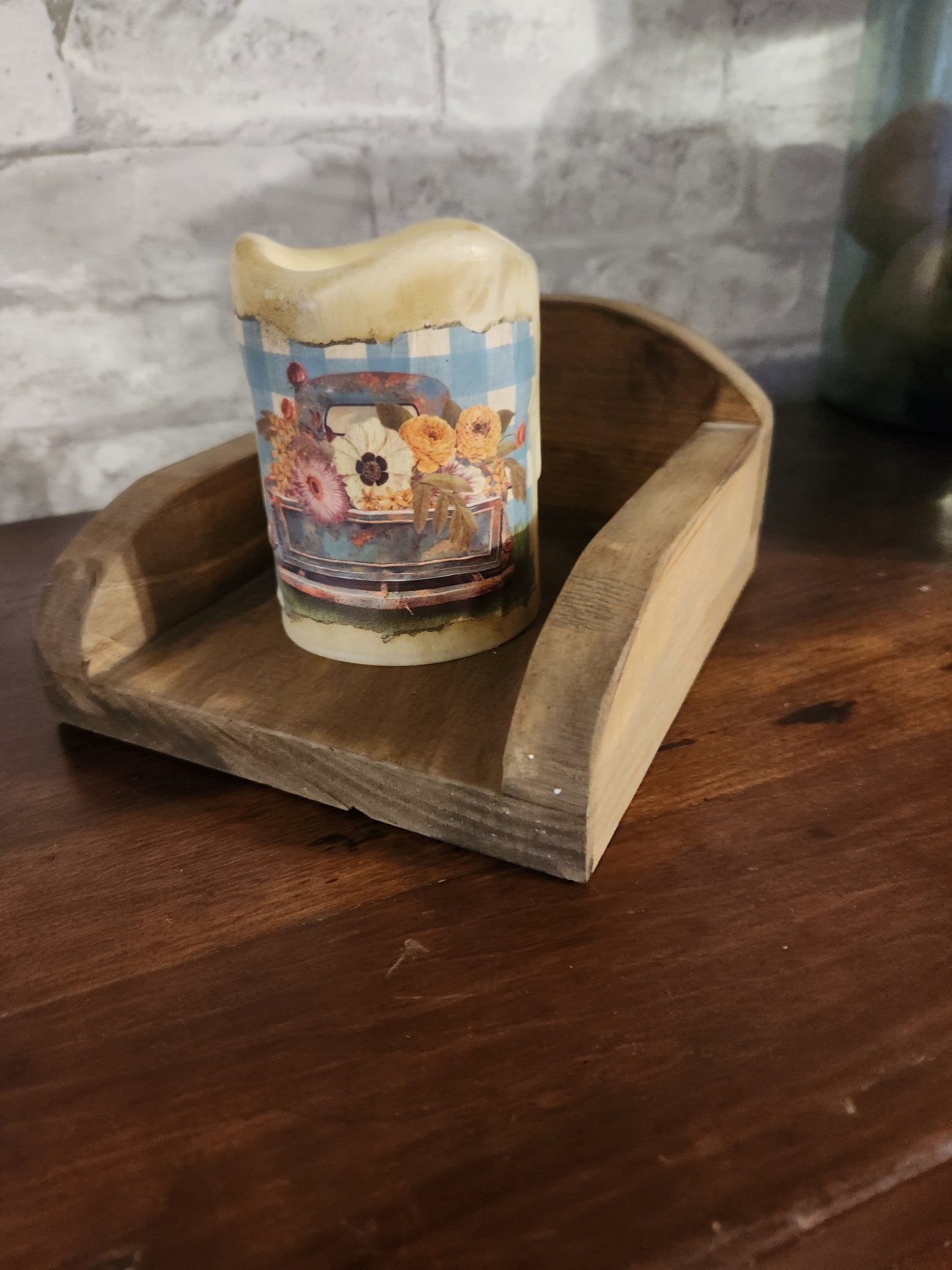 Candle and wood holder