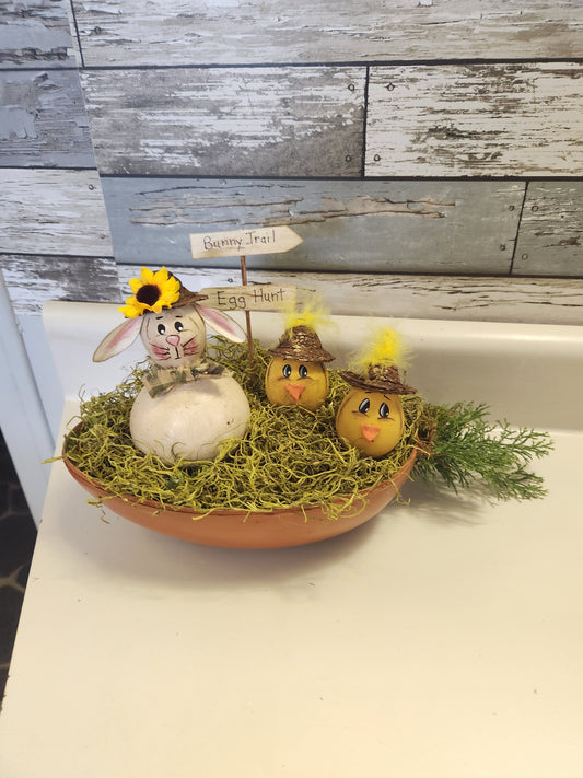 Large carrot with bunny and chick