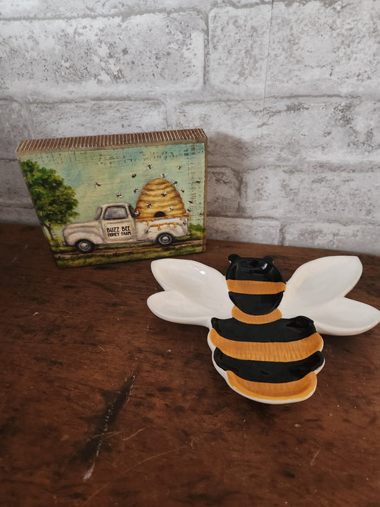 Bee spoon rest and sign