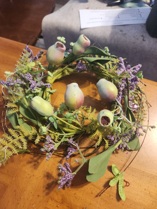 Purple and green candle ring