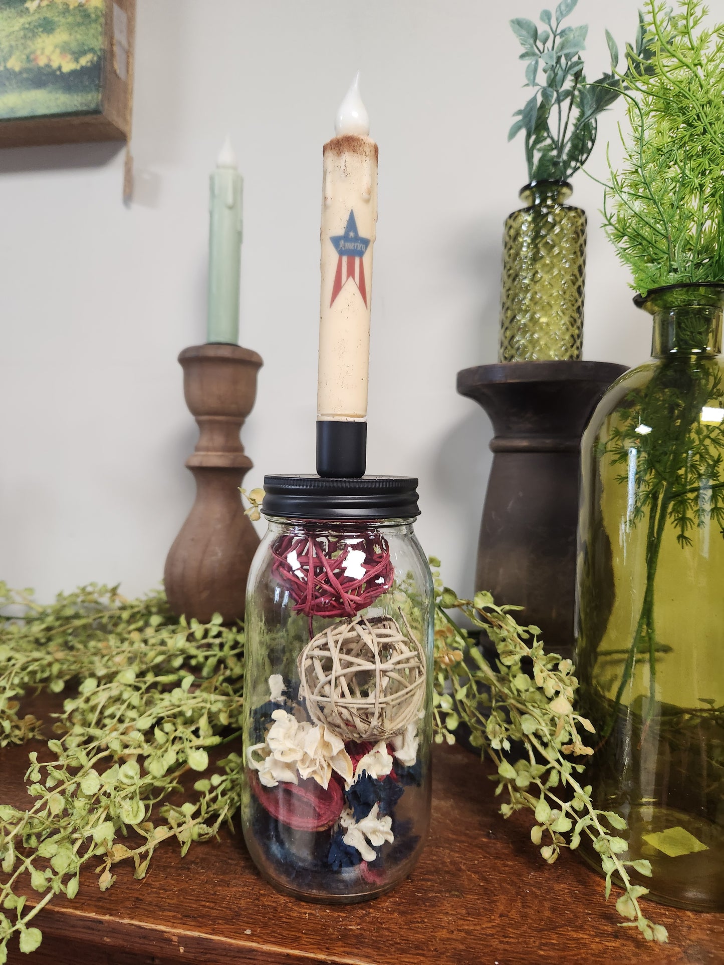 Americana jar with candle