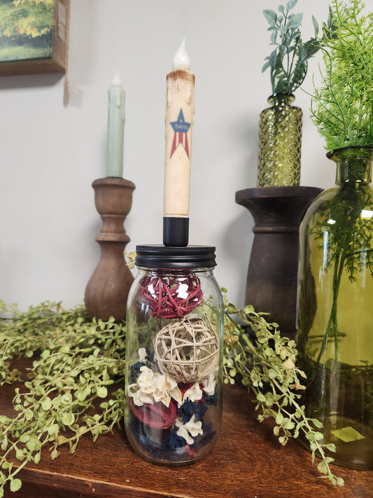 Americana jar with candle