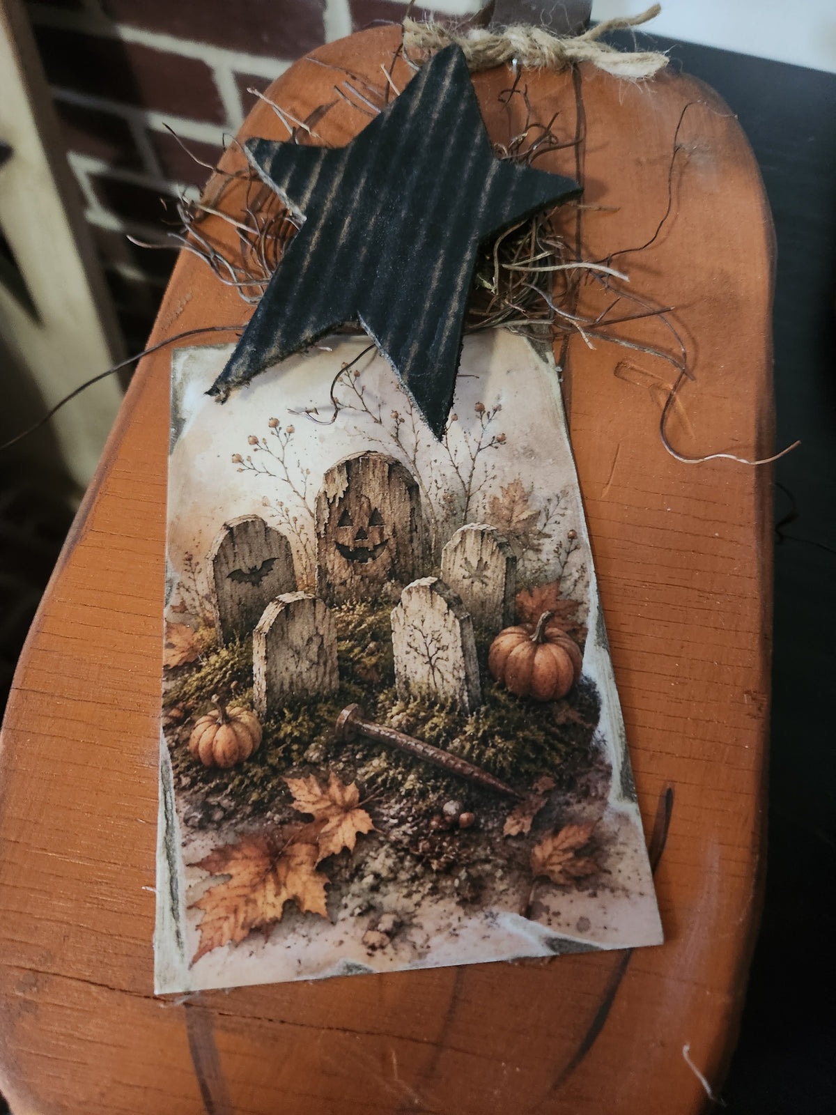 Pumpkin with tombstones
