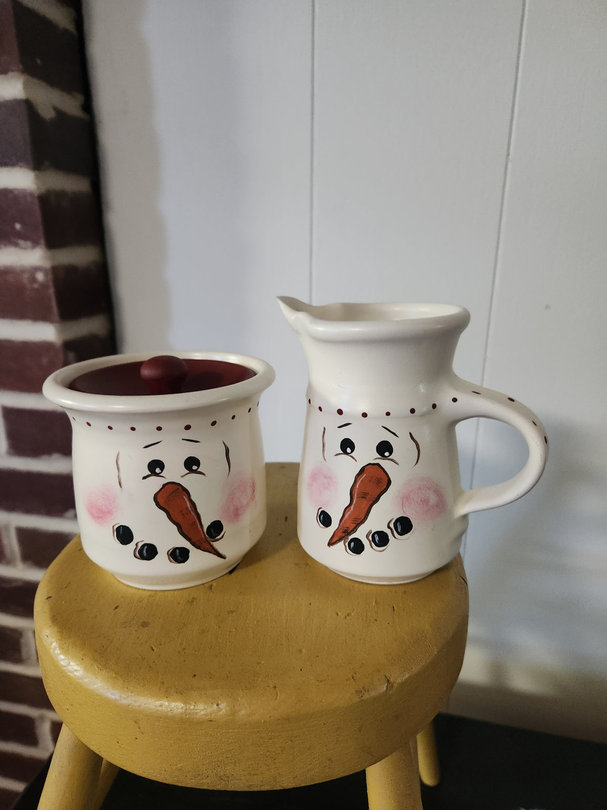 Sugar and creamer set snowman