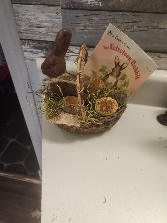 Bunny basket with book