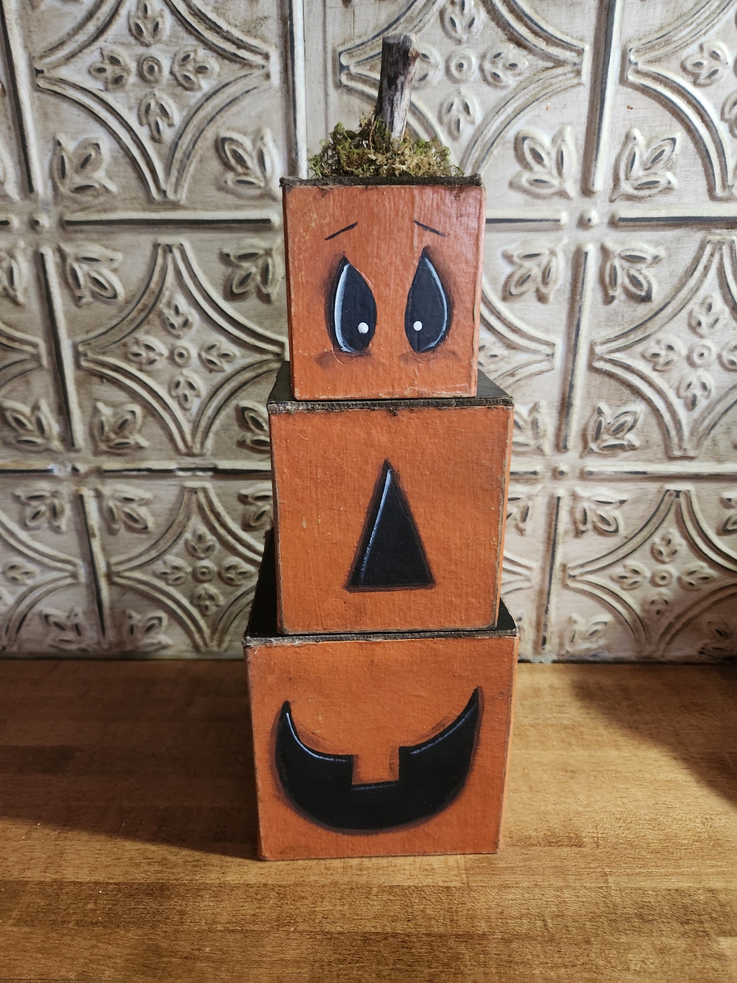 Jack-o-lantern stacked boxes