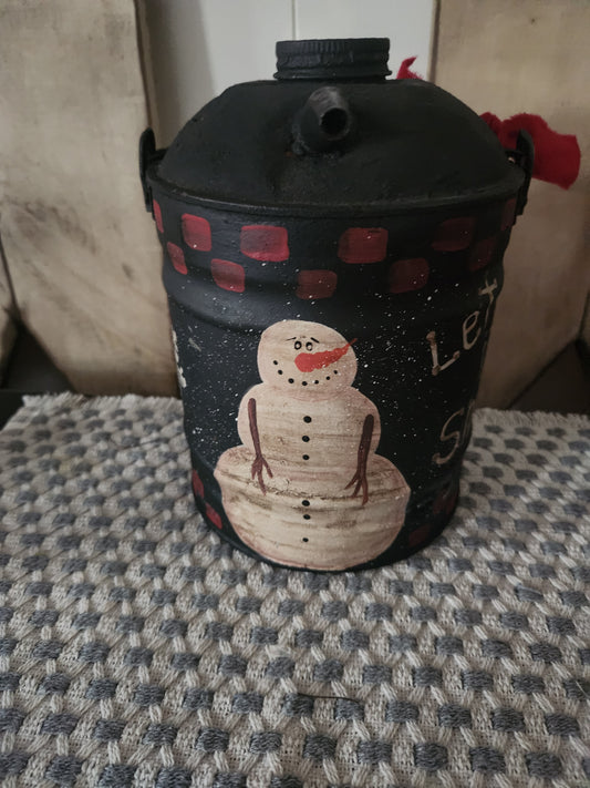 Primitive snowman gas can