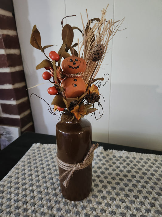 Fall arrangement with jack-o-lantern