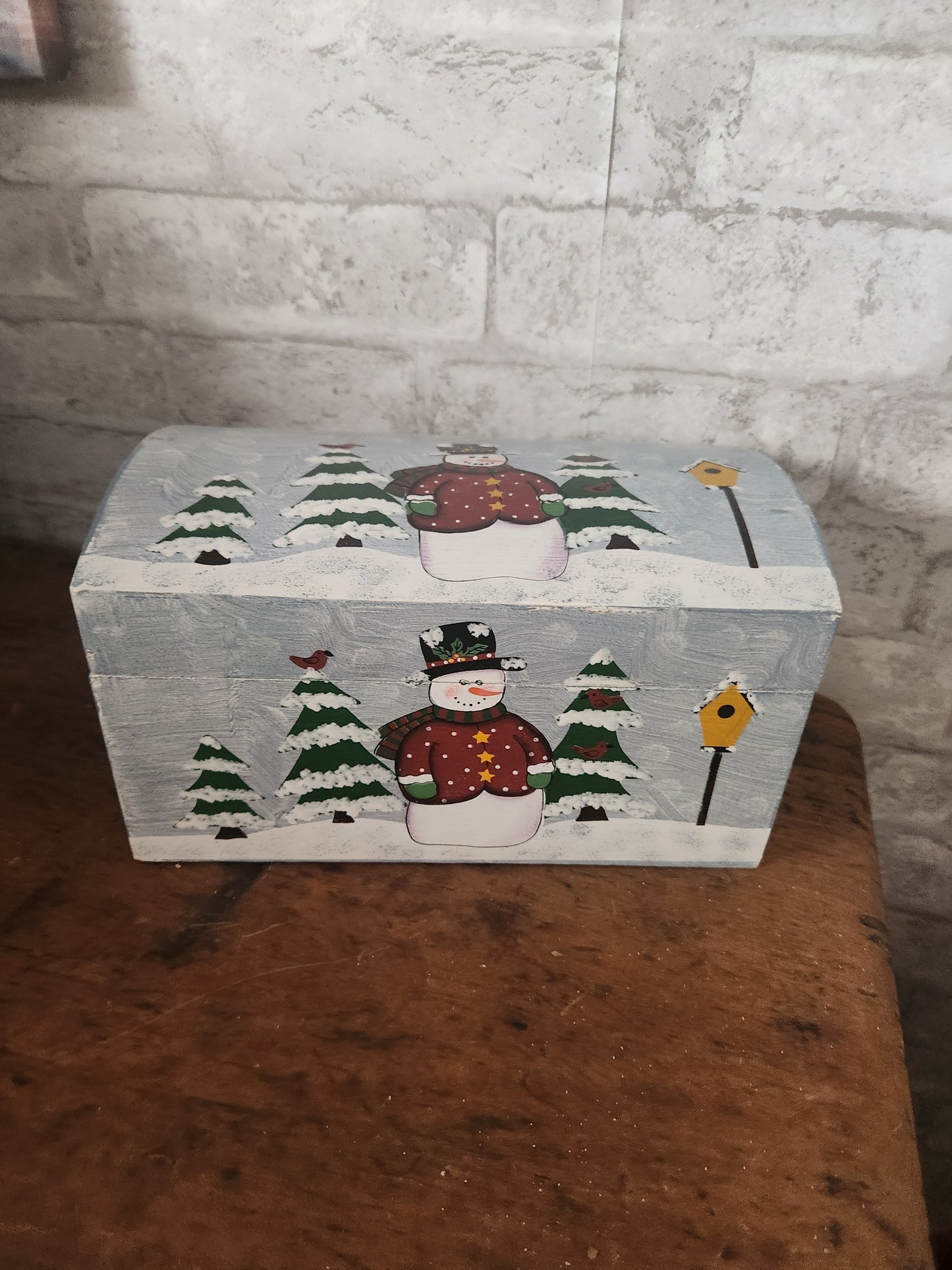 Handpainted snowman trunk